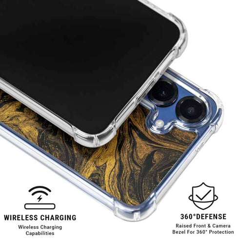 Gold and Black Marble Galaxy S25 Clear Case